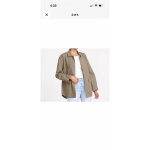NEW Monrow Vintage Cotton Shirt Jacket Shacket Army Green Military Womens Medium
